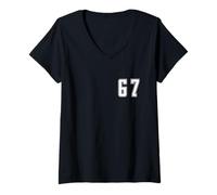 Donna Bianco Numero 67 Uniforme Numerata Squadra Sportivo Maglietta con Collo a V