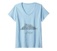 Donna bianco, roccia, British Columbia, orizzonte, souvenir, paesaggio urbano Maglietta con Collo a V