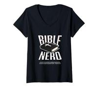 Donna Bibbia Nerd Teologia Cristiana Studente Spirito Santo Gesù Dio Maglietta con Collo a V