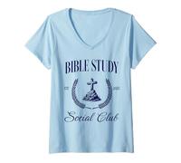 Donna Bible Study Christian Women Girls Maglietta con Collo a V