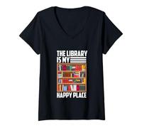 Donna Biblioteca di lettura del libro Bibliotecario Bookaholic Leggi Lettore Insegna Maglietta con Collo a V
