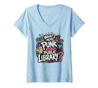 Donna Biblioteche Divertenti Cosa c'è di più Punk della Biblioteca pubblica Maglietta con Collo a V