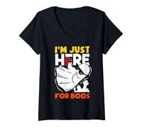 Donna Bicchiere da Vino I'm Here for Boo's Halloween Ghost Wink Maglietta con Collo a V
