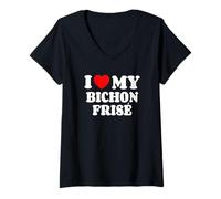 Donna Bichon Frisés I Love My Bichon Frisé Maglietta con Collo a V