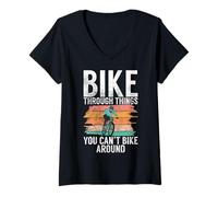 Donna Bici Attraverso Le Cose Che Non puoi Andare in Bicicletta in Giro Hippie Maglietta con Collo a V