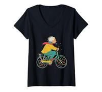 Donna Bicicletta Atomica Divertente Scienze Professore Fisica Chimica Maglietta con Collo a V