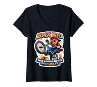 Donna Bicicletta da Freestyle BMX Kid Like A Normal Kid Only Cooler Maglietta con Collo a V