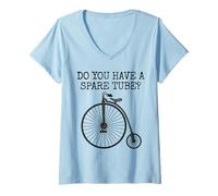 Donna Bicicletta Penny Farthing, hai una camera d'aria di scorta? Maglietta con Collo a V