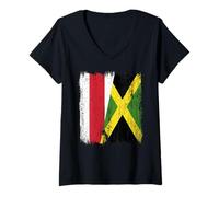Donna Bielorussia Opposizione Giamaica Mezza Bandiera Bielorussa Giamaicana Maglietta con Collo a V