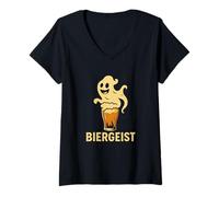 Donna Biergeist Zucca Divertente Scritta - Happy Halloween Maglietta con Collo a V