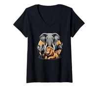 Donna Big 5 Wildlife Sudafrica Safari I Big Five dell'Africa Maglietta con Collo a V