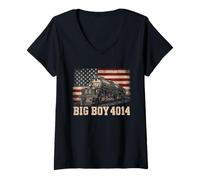 Donna Big Boy 4014 Train Engineer Steam Train American Flag July 4 Maglietta con Collo a V