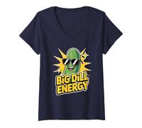 Donna Big Dill Enegry Pickle in Occhiali da Sole Divertente Amante Pickle Maglietta con Collo a V