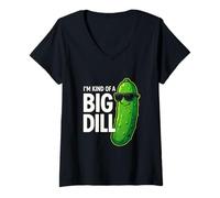 Donna Big Dill Funny Pickle Pun Barzellette Sarcastiche Maglietta con Collo a V