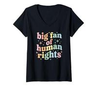 Donna Big Fan of Human Rights Protest Equality Resist Maglietta con Collo a V