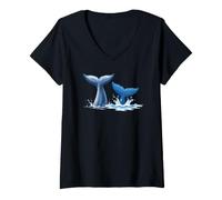 Donna Big Fish. Vita oceanica Maglietta con Collo a V