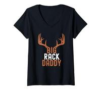 Donna Big Rack Daddy - Cacciatore di Cervi all'aperto per Caccia Divertente Maglietta con Collo a V