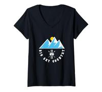 Donna Big Sky Country Montana Sci Retro Geometrico Montagna Maglietta con Collo a V