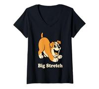 Donna Big Stretch | Divertente Amante dei Cani Maglietta con Collo a V