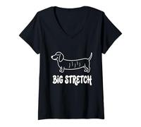Donna Big Stretch - Divertente Amante dei Cani Maglietta con Collo a V