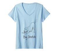 Donna Big Stretch - Divertente Amante dei Cani Maglietta con Collo a V
