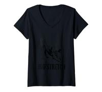 Donna Big Stretch - Divertente Amante dei Cani Maglietta con Collo a V