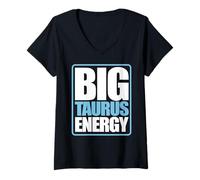 Donna Big Taurus Energy Zodiac Star Sign Astrologia Maglietta con Collo a V
