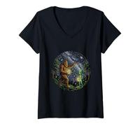 Donna Bigfoot Alien Campfire Che Cattura Una lucciola Maglietta con Collo a V