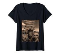 Donna Bigfoot Alien Cat Selfie Escursionismo Squadra Tanzania Safari Maglietta con Collo a V