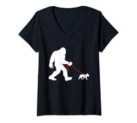 Donna Bigfoot Bulldog francese che cammina Maglietta con Collo a V
