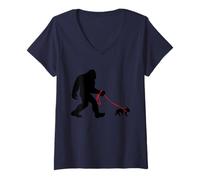 Donna Bigfoot Bulldog francese che cammina Maglietta con Collo a V