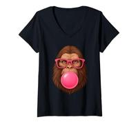 Donna Bigfoot Face with Pink Occhiali da Sole Wild Jungle Vibes Maglietta con Collo a V