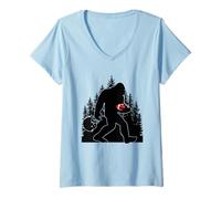 Donna Bigfoot Football Sasquatch Game Day Uomini Forest Wilderness Maglietta con Collo a V