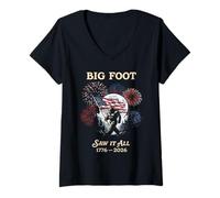 Donna Bigfoot ha Visto Tutto 1776 2026 4 luglio Maglietta con Collo a V