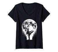 Donna Bigfoot Karate Luna Maglietta con Collo a V