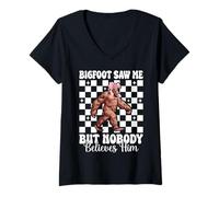 Donna Bigfoot mi ha visto ma nessuno gli crede divertente ragazza sasquatch Maglietta con Collo a V