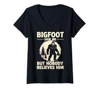 Donna Bigfoot Mi ha Visto ma Nessuno Gli Crede Maglietta con Collo a V