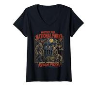 Donna Bigfoot Mothman Protegge Le Leggende criptiche dei Nostri parchi Nazionali Maglietta con Collo a V