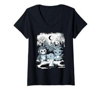 Donna Bigfoot Ness Mothman Wendigo Mostri Cryptid Carino Maglietta con Collo a V