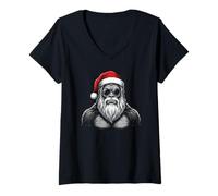 Donna Bigfoot - Occhiali da Sole con Babbo Natale Divertente Maglietta con Collo a V