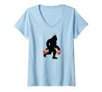 Donna Bigfoot Porta Caramelle Sasquatch Pasqua Divertente Big Foot Meme Maglietta con Collo a V
