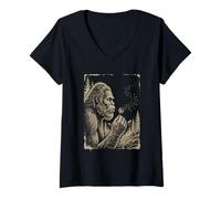 Donna Bigfoot Sasquatch Che soffia Il Dente di Leone Desiderio Cryptid Maglietta con Collo a V
