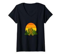 Donna Bigfoot Sasquatch New Hampshire Maine Stato della Città del Vermont Maglietta con Collo a V