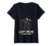 Donna Bigfoot Sasquatch Unico Foresta Mountain Guy Maglietta con Collo a V