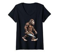 Donna Bigfoot - Sega Manuale per Carpentiere Sasquatch, Lavorazione del Legno Maglietta con Collo a V