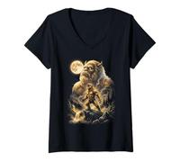 Donna Bigfoot Ululando alla Luna Meme Sasquatch Maglietta con Collo a V
