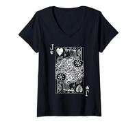Donna Biglietto Vintage Jack of Hearts Maglietta con Collo a V
