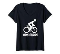Donna Biker Bike More Ciclista Ciclista Citazione Divertente Maglietta con Collo a V