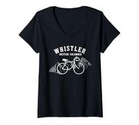 Donna Biking Whistler Vancouver British Columbia Canada Grafica Maglietta con Collo a V