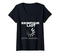 Donna Bikini Figura Loads Bitte Attendere Funny Sarcasm Gym Fitness Maglietta con Collo a V